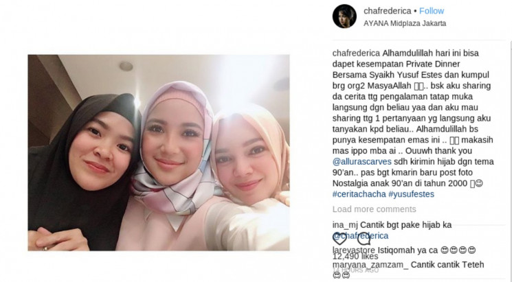 Postingan Chaca Frederica yang menegnakan hijab. (Instagram)