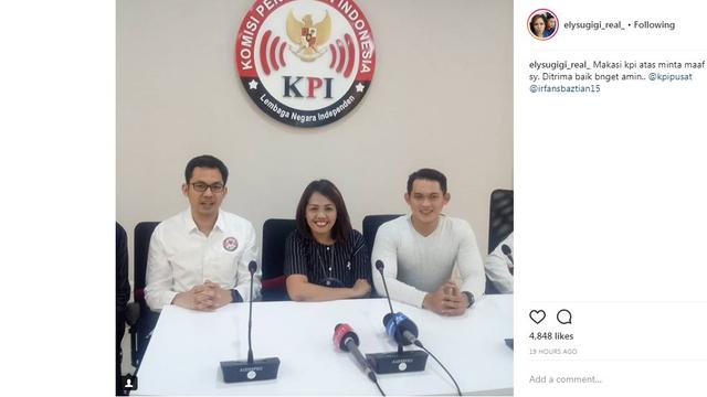 Postingan Elly Sugigi usai datangi kantor KPI. (Instagram)