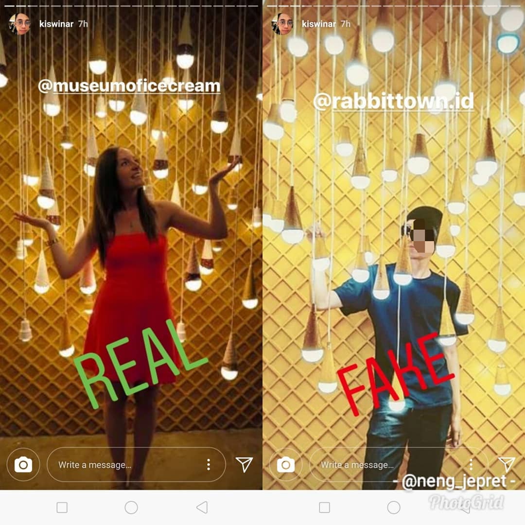 Foto bertema ice cream yang mirip antara di Museum of Ice Cream dan dan di Rabbit Town. (Instagram)