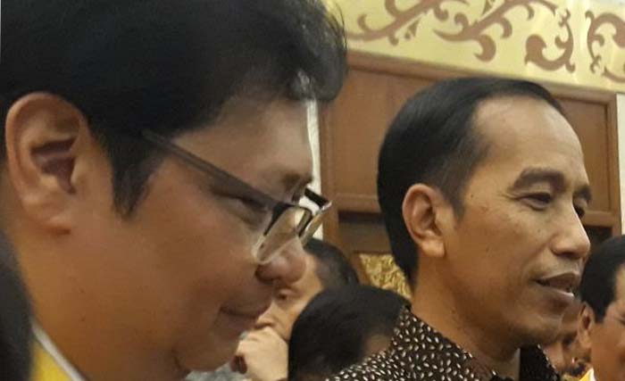 Ketua Umum DPP Partai Golkar Airlangga Hartarto bersama Presiden Jokowi dalam suatu kesempatan. (foto:dok.idn)