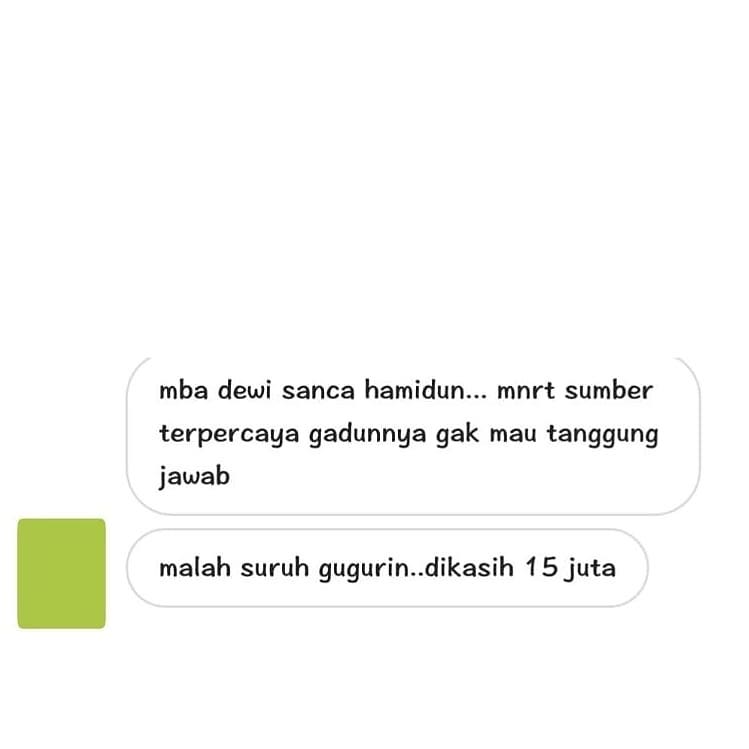 Bukti Chat Dewi Sanca yang dikabarkan hamil duluan. (Instagram)