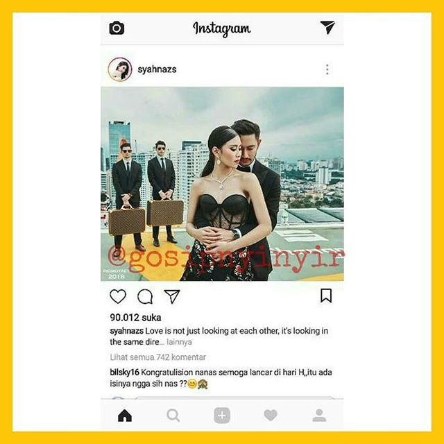 Komentar Billy di postingan Syahnaz yang diunggah ulang oleh akun gosip. (Instagram)