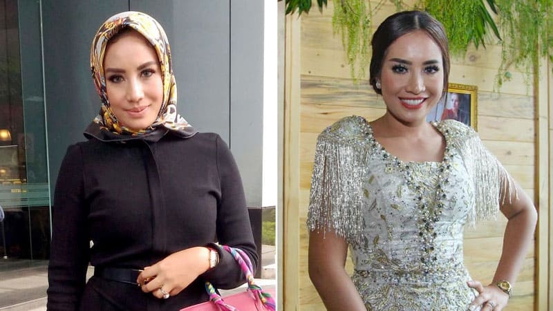 Shinta Bachir ketika mengenakan hijab dan tanpa mengenakan hijabnya. (Kolase)