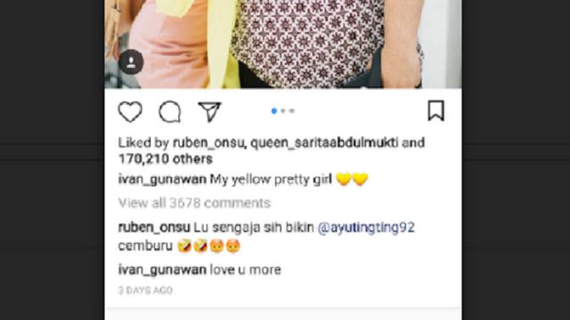 Komentar Ruben Onsu di postingan Ivan Gunawan. (Instagram)