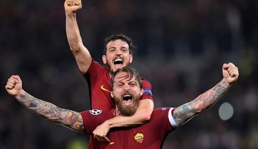 Luapan emosi De Rossi usai menyingkirkan Barcelona. 