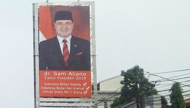 Baliho Sam Aliano yang tersebar di Jakarta. (Foto: Twitter)