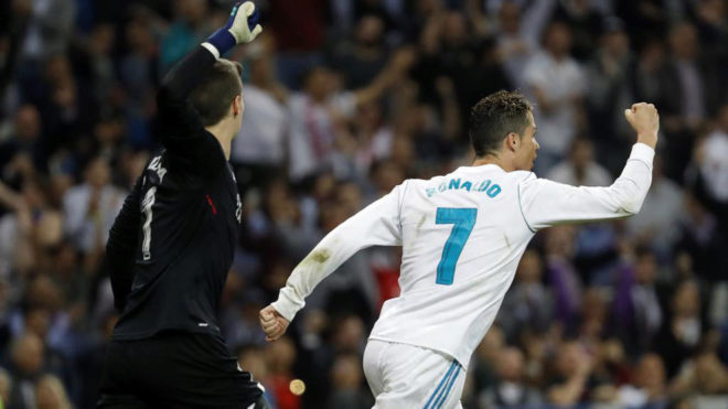 Ronaldo usai mencetak gol ke gawang Bilbao, dinihari tadi. foto:marca