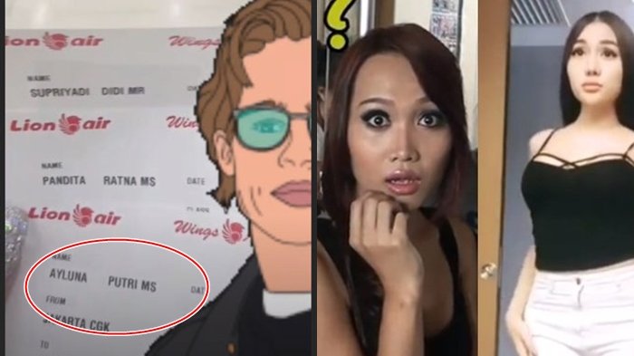 Ayluna Putri, nama asli Lucinta Luna tercetak di tiket pesawat. 