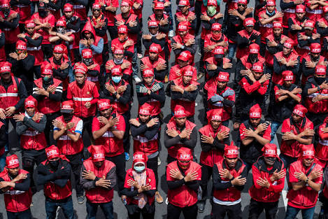 Ilustrasi foto aksi Buruh di May Day. (foto: Rappler)