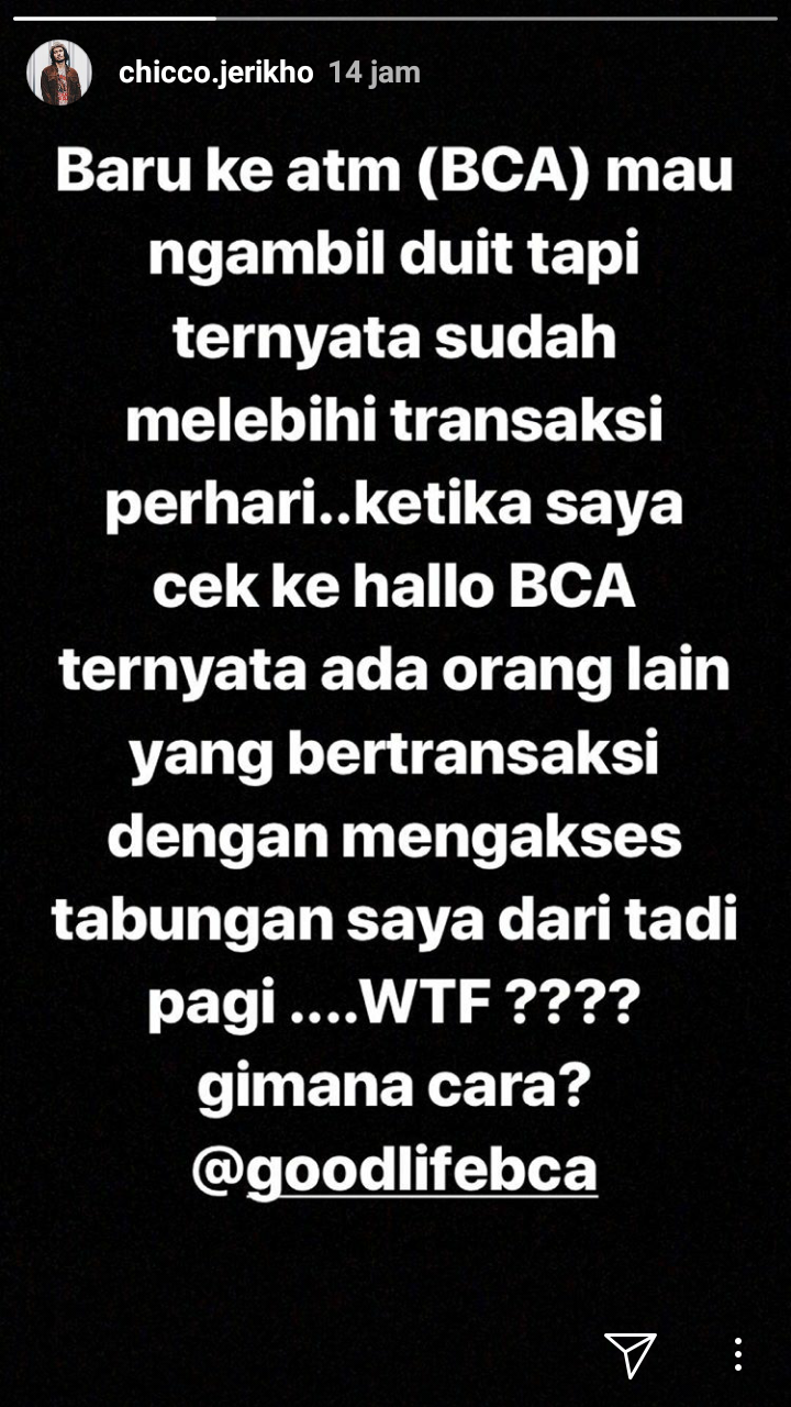 Hasil tangkap layar postingan Chicco Jerikho. (Instagram)