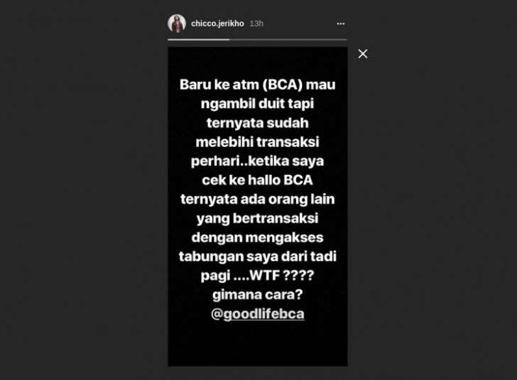 Curhat Chicco Jerikho di Insta Story.