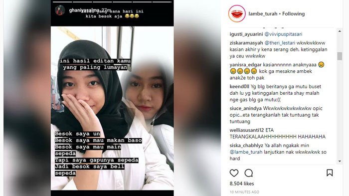 Ganiya Salma, anak pertama Opick dari istri pertama, Dian Rositaningrum membalas postingan Yulia Mochamad.