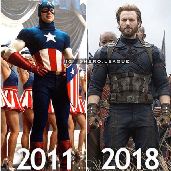 Perbedaan penampilan Captain America.
