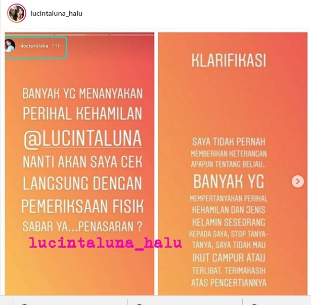 Postingan dokter Siska yang diunggah kembali oleh akun gosip. (Instagram)