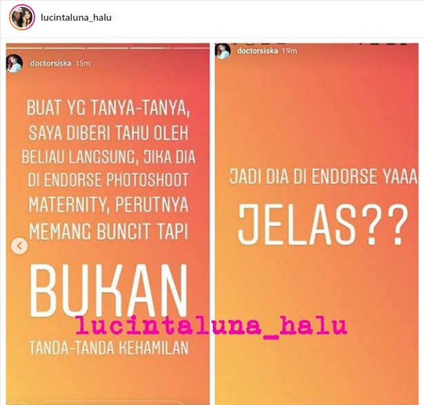 Postingan dokter Siska yang diunggah kembali oleh akun gosip. (Instagram)