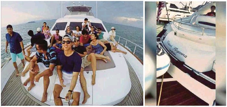 Ally bersama saudara dan teman-temannya menikmati liburan di kapal pesiar miliknya.