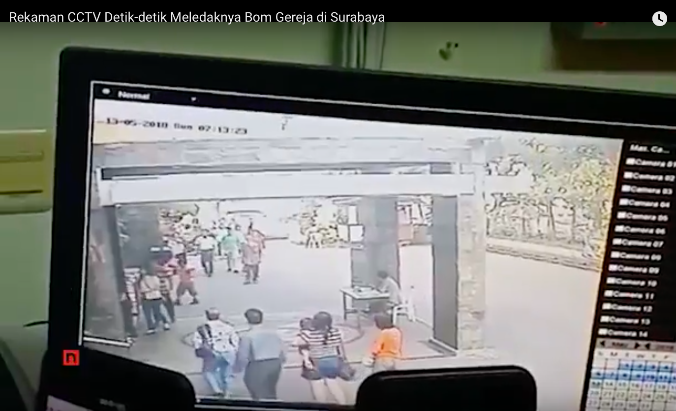 Tangkapan layar : Video Rekaman CCTV Detik-detik Bom Meledak di Gereja Surabaya. (foto : ngopibareng.id)