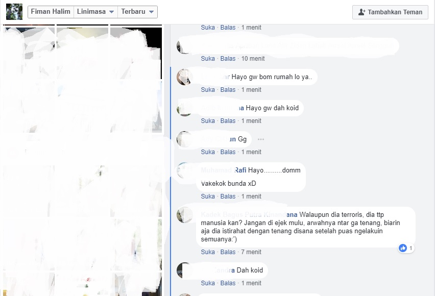 Komentar netizen di Facebook Fiman. (Facebook)