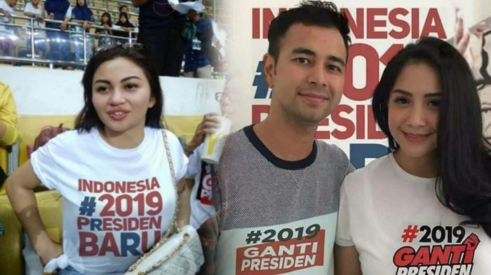 Kaos yang dipakai Ariel Tatum (kiri) dan pasangan Raffi Ahmad dan Nagita Slavina (Gigi) hasil editan.