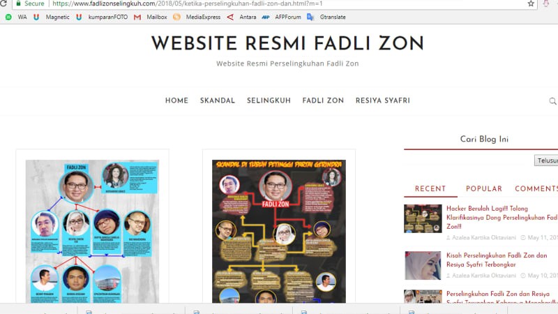 Ada webesite khusus berisi tentang perselingkuahn Fadli Zon dengan Resiya Syarif.