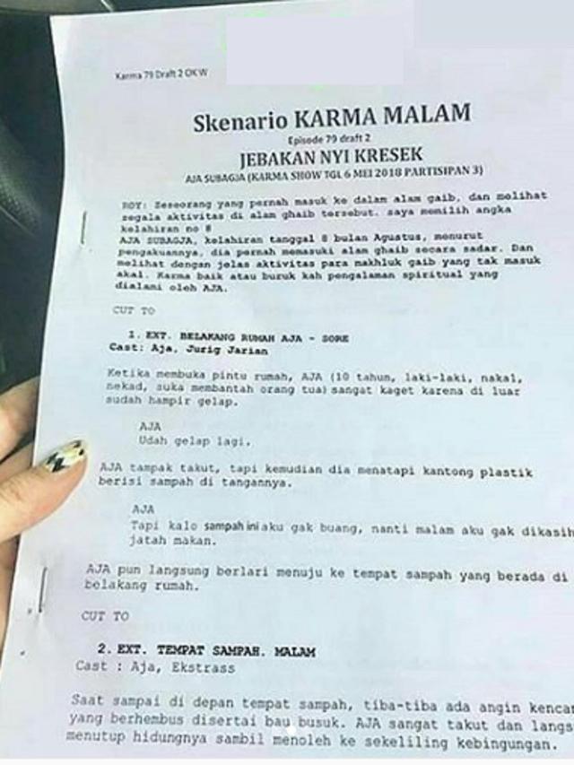 Sumber akun @zbioio menyebarkan ‘Skenario Karma Malam, Jebakan Nyi Kresek’, tayang 6 Mei 2018.