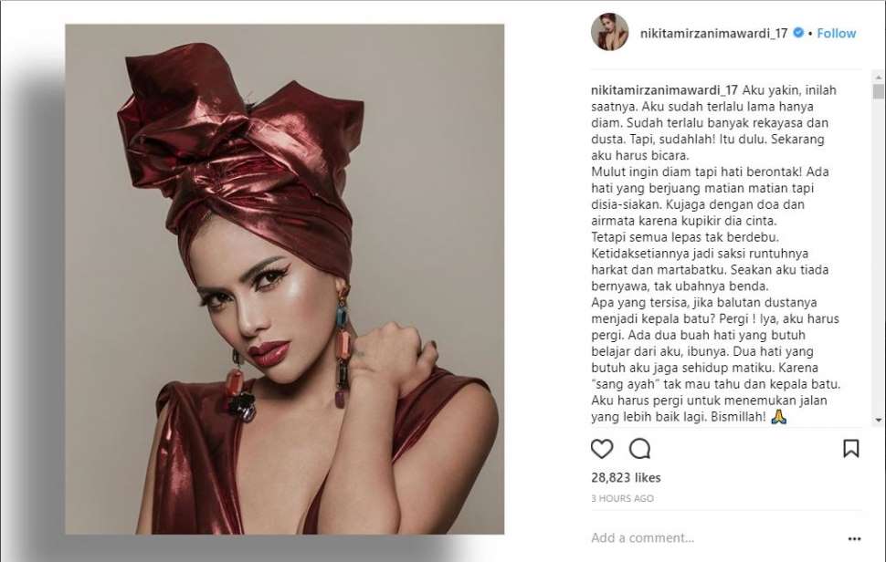 Curhat  Nikita Mirzani menjawab gosip cerai dengan Dipo Latief.