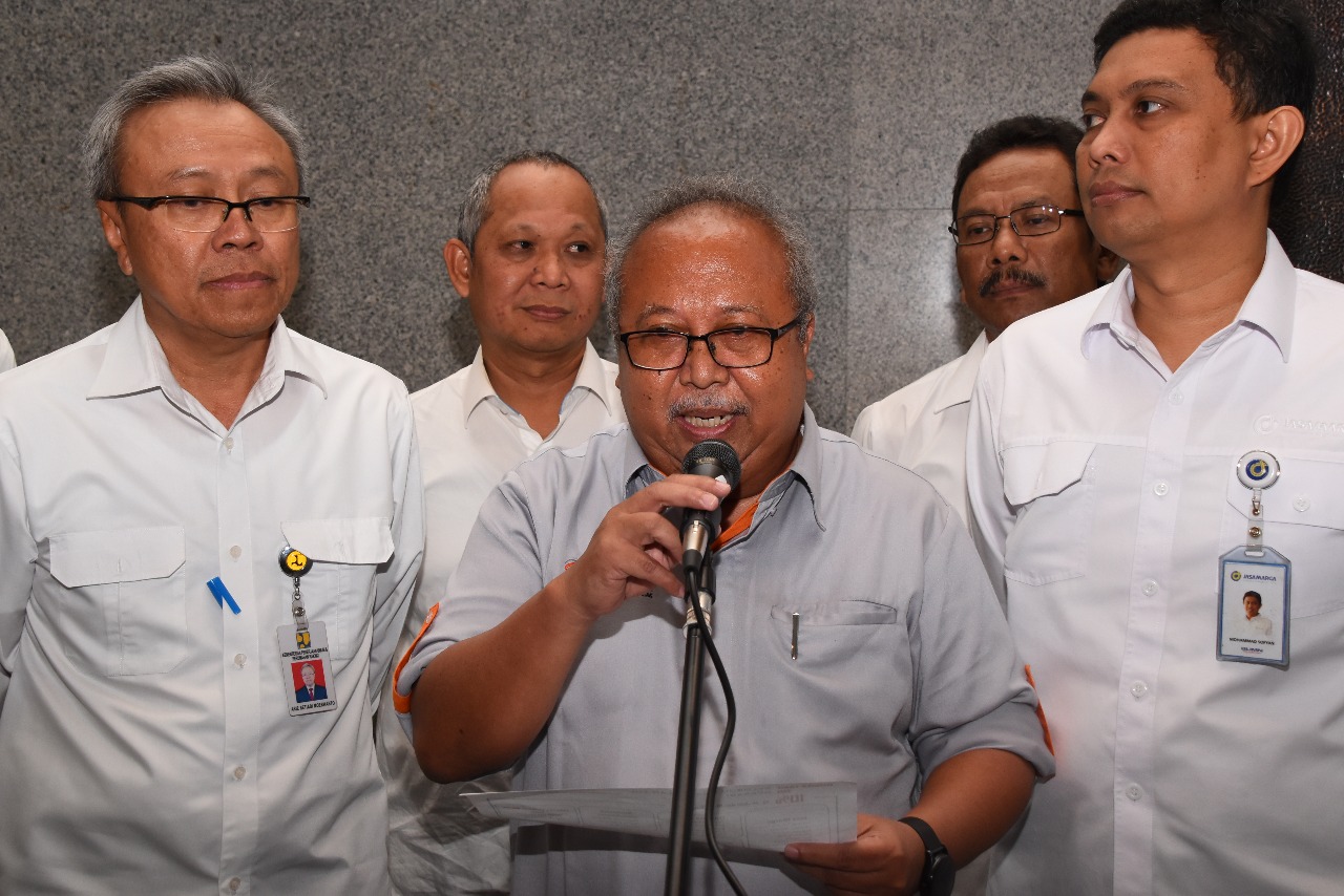 Sekretaris Jenderal Asosiasi Tol Indonesia yang juga Direktur Operasi PT. Astra Infra Toll Road Sunarto Sastrowiyoto di Kantor Kementerian PUPR, Jakarta, 31 Mei 2018.