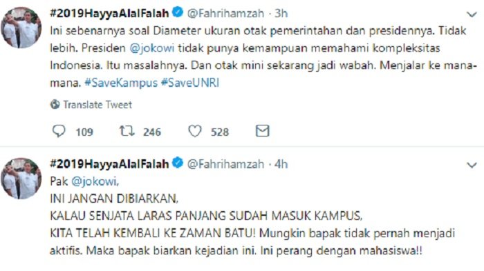 Twitter Fahri Hamzah.