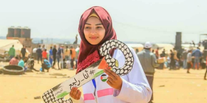 Razan Ashraf Al-Najjar, relawan medis Palestina yang meninggal dunia setelah ditembak tentara Israel, Jumat (1/6/2018).