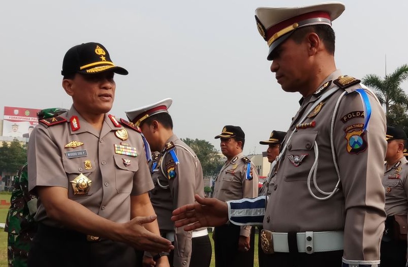 Wakapolda Jatim, Brigjen Pol Widodo Eko Prihastopo saat apel di Mapolda Jatim, Rabu 6 Juni 2018.