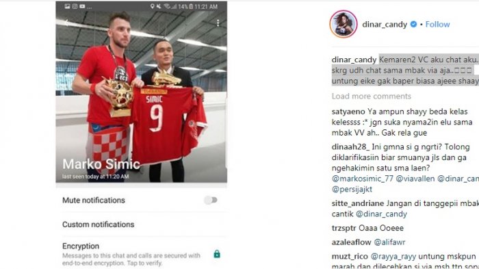 DJ Dinar Candy posting profil Whatsapp Marko Simic.
