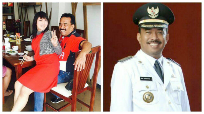 Wali Kota Blitar Samanhudi Anwar dan istri keduanya, Dyah Ayu Novita alias Echa Paramitha 'sinden OVJ'.