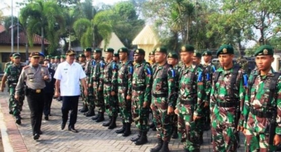 Wabup, Kapolres dan Dandim 0815 Mojokerto Saat Gelar Pasukan Operasi Ketupat Semeru 2018