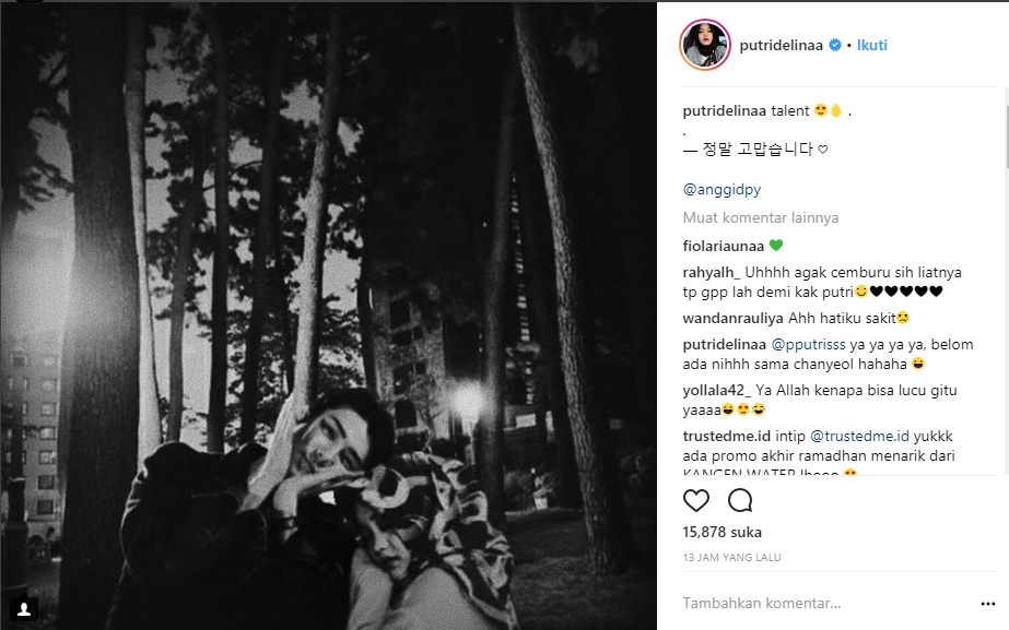 Postingan Putri ketika bersama Sehun 'EXO'. (Instagram)