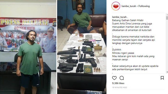 Akun gosip lambe_turah yang pertama kali mengabarkan penangkapan Gathan Saleh Hilabi. 