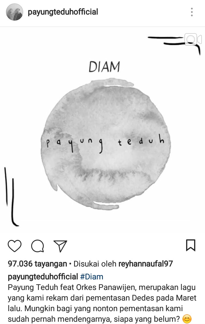 Postingan mengenai single terbarunya. (Instagram)