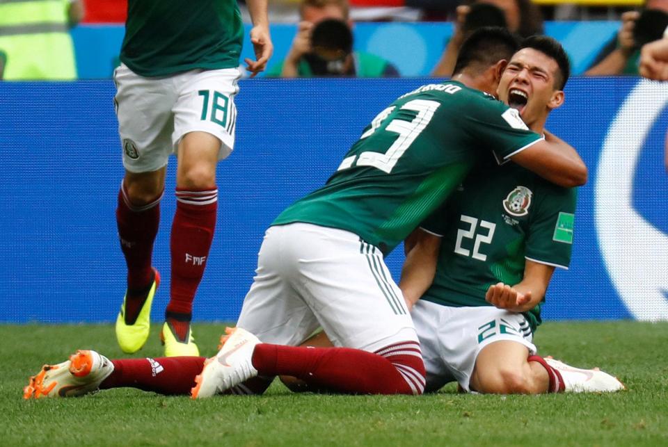 Lozano usai membobol gawang Jerman. foto:reuters