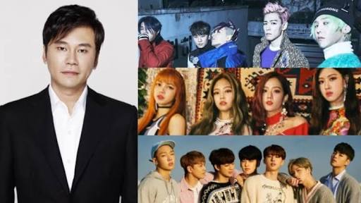 Bos YG Entertainment bersama artis naungannya. (Kolase)