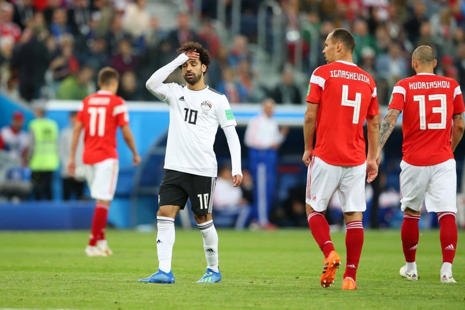 Penampilan Mo Salah saat Mesir kontra Rusia, di Piala Dunia 2018, Rabu, 20 Juni 2018, dini hari tadi. (Foto: Washington Post)