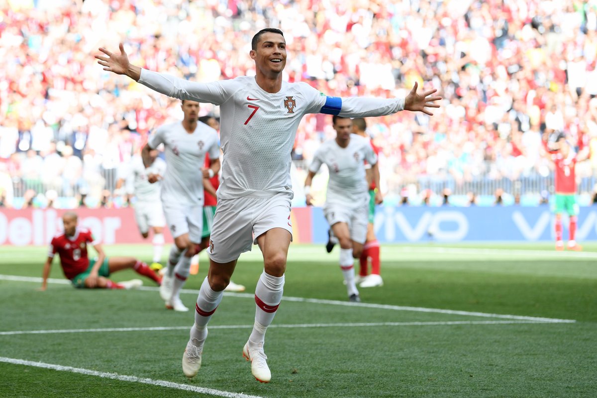 Ronaldo usai membobol gawang Maroko. foto:uefa