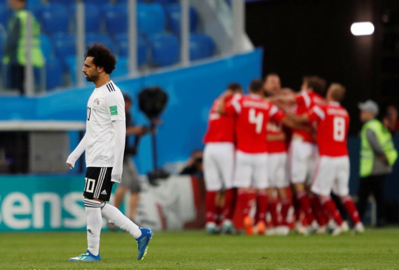 Mohamed Salah bersama Mesir harus pulang lebih cepat dari Rusia menyusul kekalahan Arab Saudi saat menghadapi Uruguay. foto:reuters