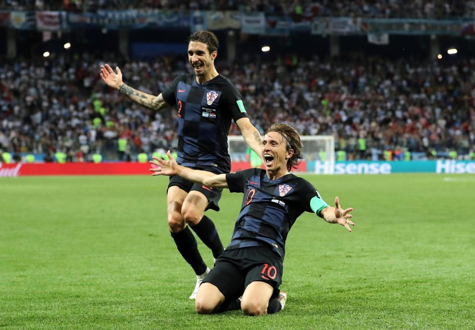 Modric usai mencetak gol ke gawang Argentina. 