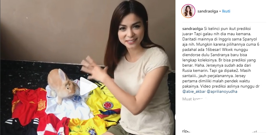 Prediksi dari kelinci Sandra Olga soal pemenang Piala Dunia 2018. (Instagram)