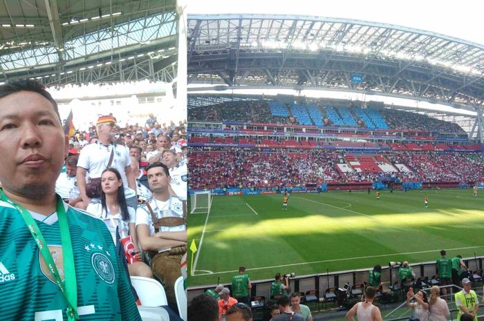 Roy Sunandar selfie di dalam Kazan Arena, Rusia.