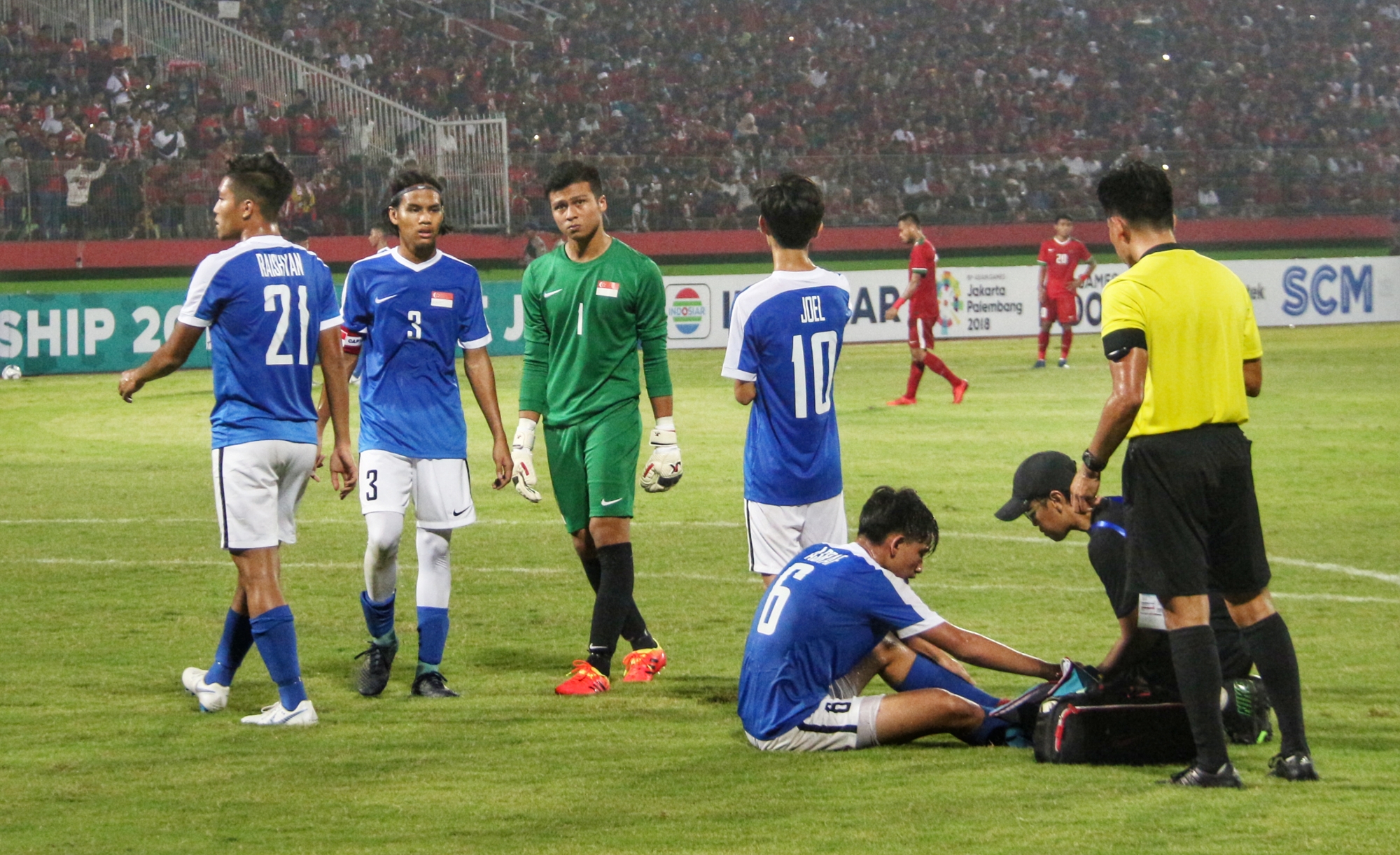 Timnas Singapura yang meraih hasil buruk saat lawan Indonesia U-19, Selasa 3 Juli 2018. (foto: hrs/ngopibareng)