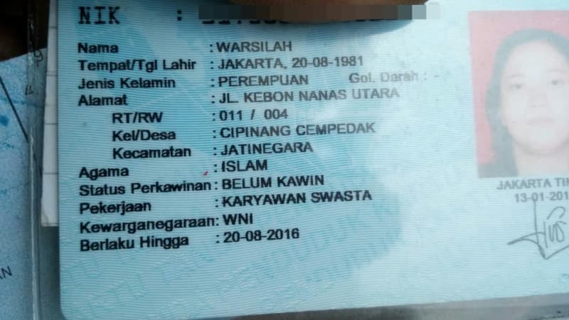 Identitas korban.