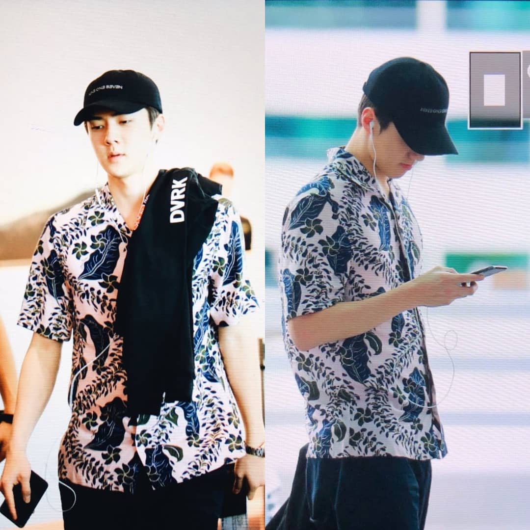 Sehun 'EXO' terlihat mengenakan kemeja bermotif batik. (Instagram)