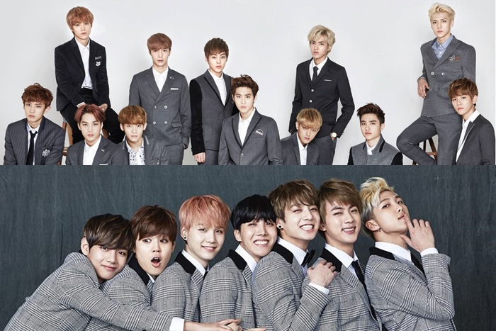 Boyband EXO dan BTS. (Kolase)