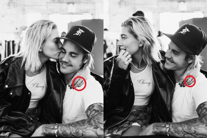 Cincin tunangan dari Justin Bieber melingkar di jari manis Hailey Baldwin.