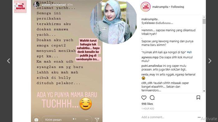 Instagram Yulia Mochamad diduga sindir Opick.